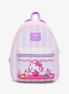 Loungefly Hello Kitty Sweets Pink Stripe Mini Backpack