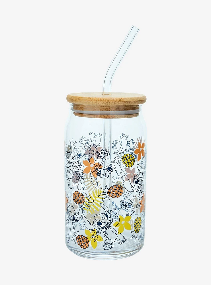 Disney Lilo & Stitch Outlines Glass Cup