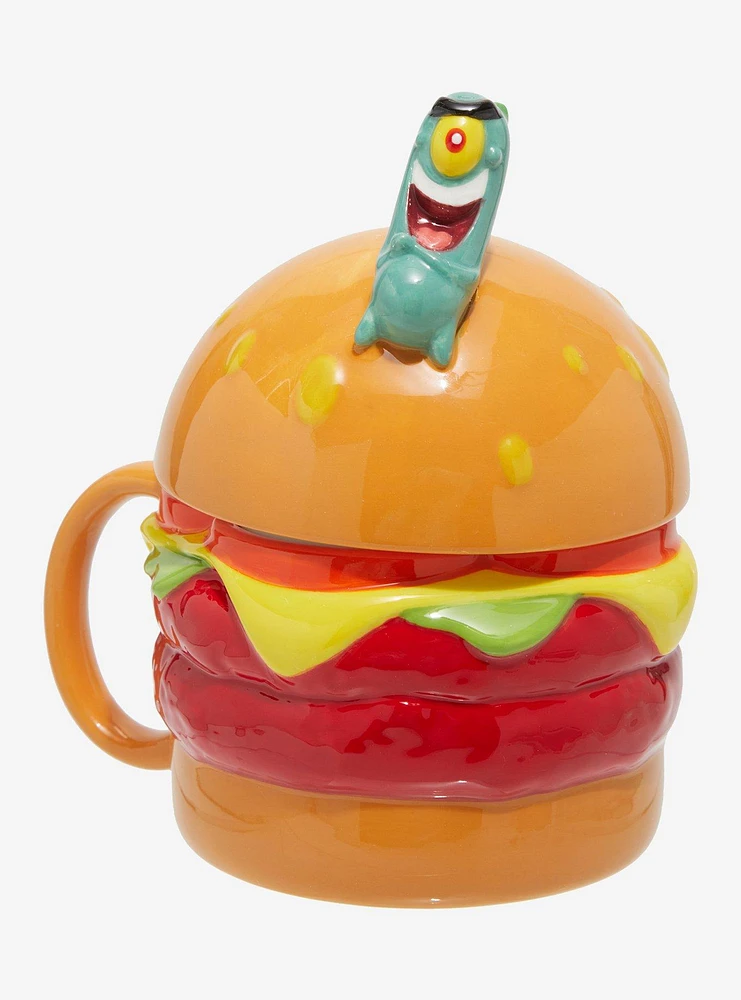 SpongeBob SquarePants Plankton Krabby Patty Figural Mug With Lid