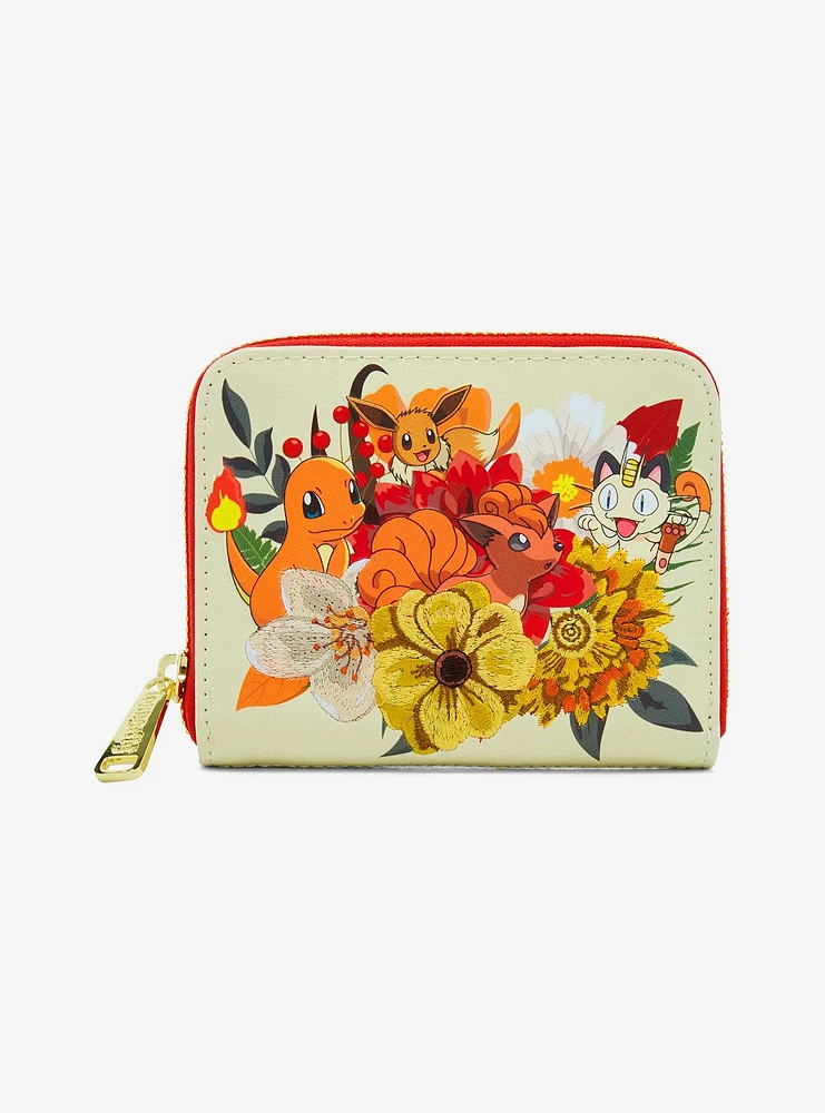 Loungefly Pokémon Charmander and Friends Floral Small Zip Wallet - BoxLunch Exclusive