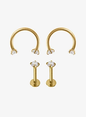 16G Steel Gold Labret Stud & Circular Barbell 4 Pack