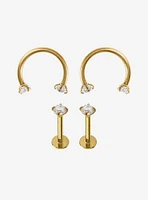 16G Steel Gold Labret Stud & Circular Barbell 4 Pack