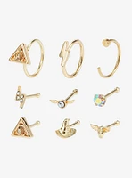 Steel Gold Harry Potter Icons Nose Stud & Hoop 9 Pack