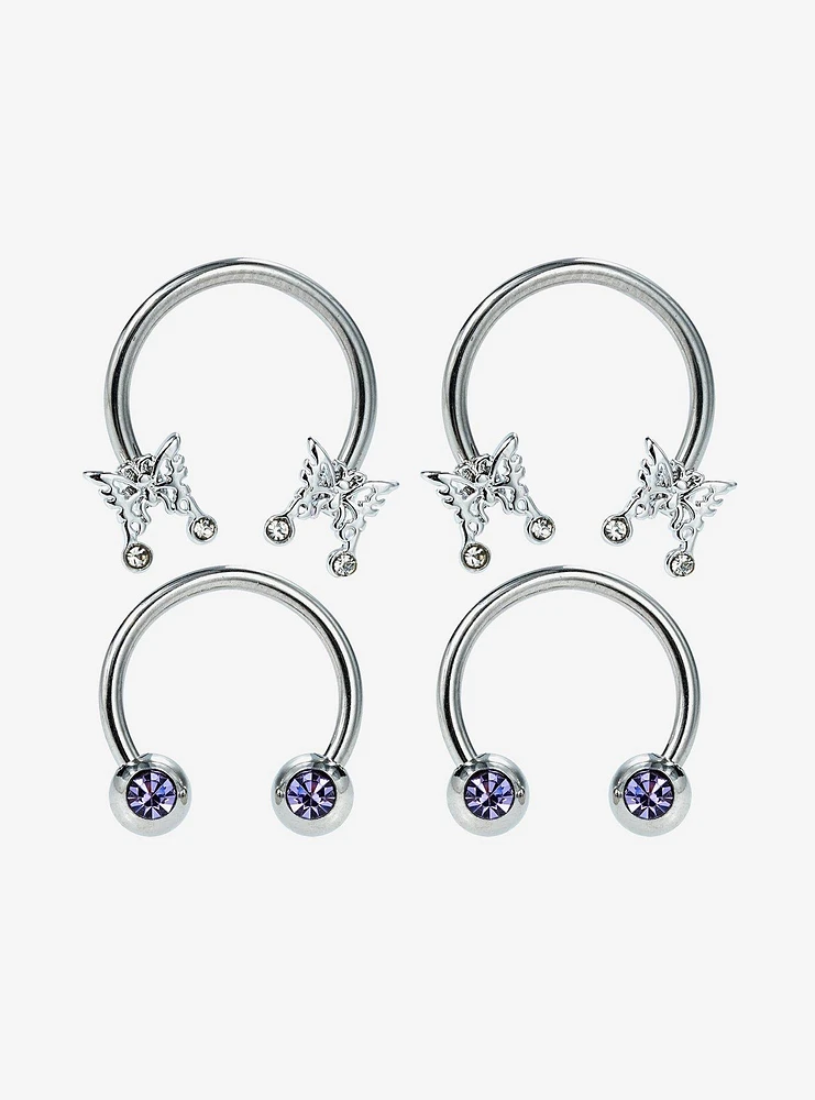 Steel Butterfly Purple Gem Circular Barbell 4 Pack