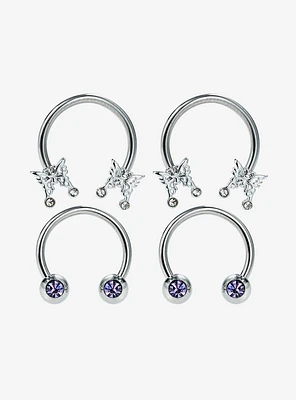 Steel Butterfly Gem Circular Barbell 4 Pack