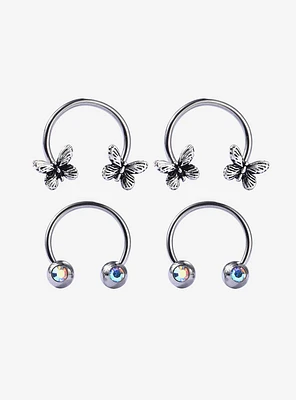 Steel Moth Iridescent Gem Circular Barbell 4 Pack