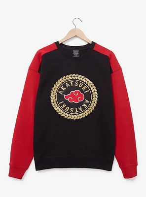 Naruto Shippuden Akatsuki Crest Color Block Crewneck — BoxLunch Exclusive