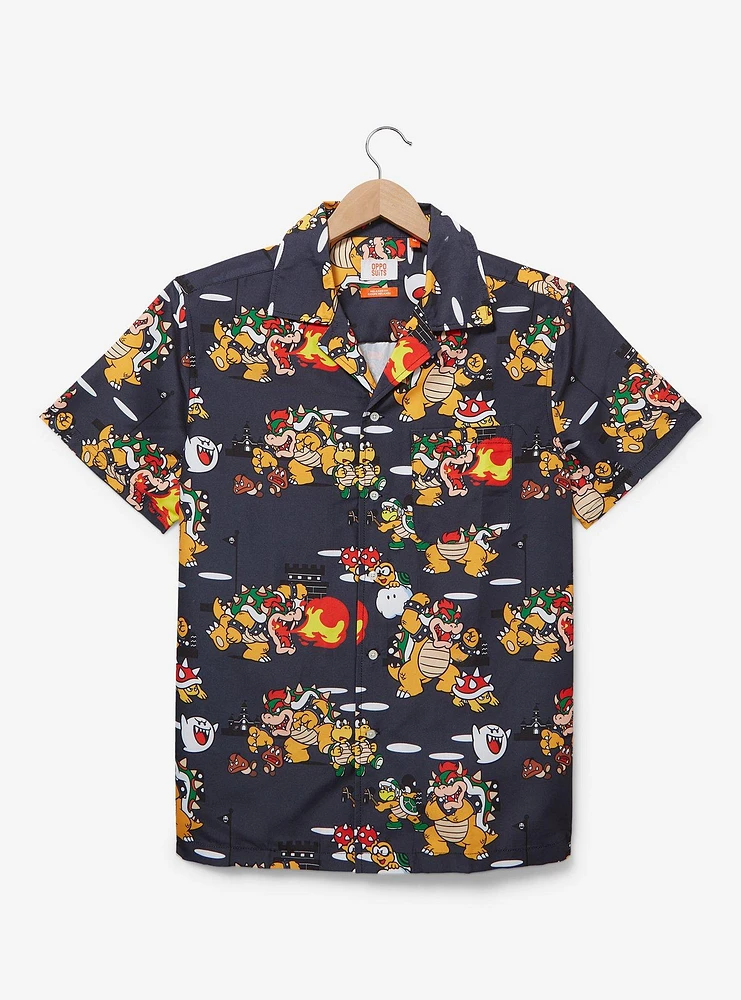 Opposuits Nintendo Super Mario Bros. Bowser Allover Print Woven Button-Up - BoxLunch Exclusive