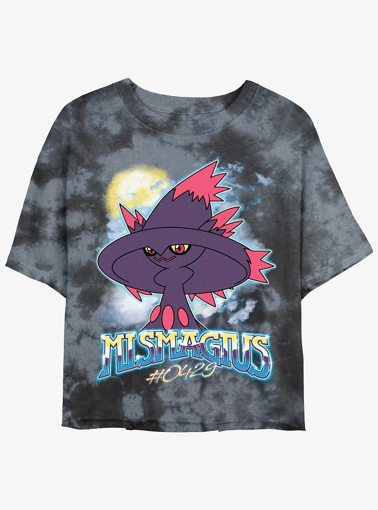 Pokemon Ghostly Mismagius Girls Tie-Dye Crop T-Shirt