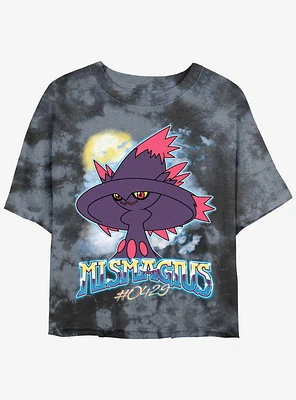 Pokemon Ghostly Mismagius Girls Tie-Dye Crop T-Shirt
