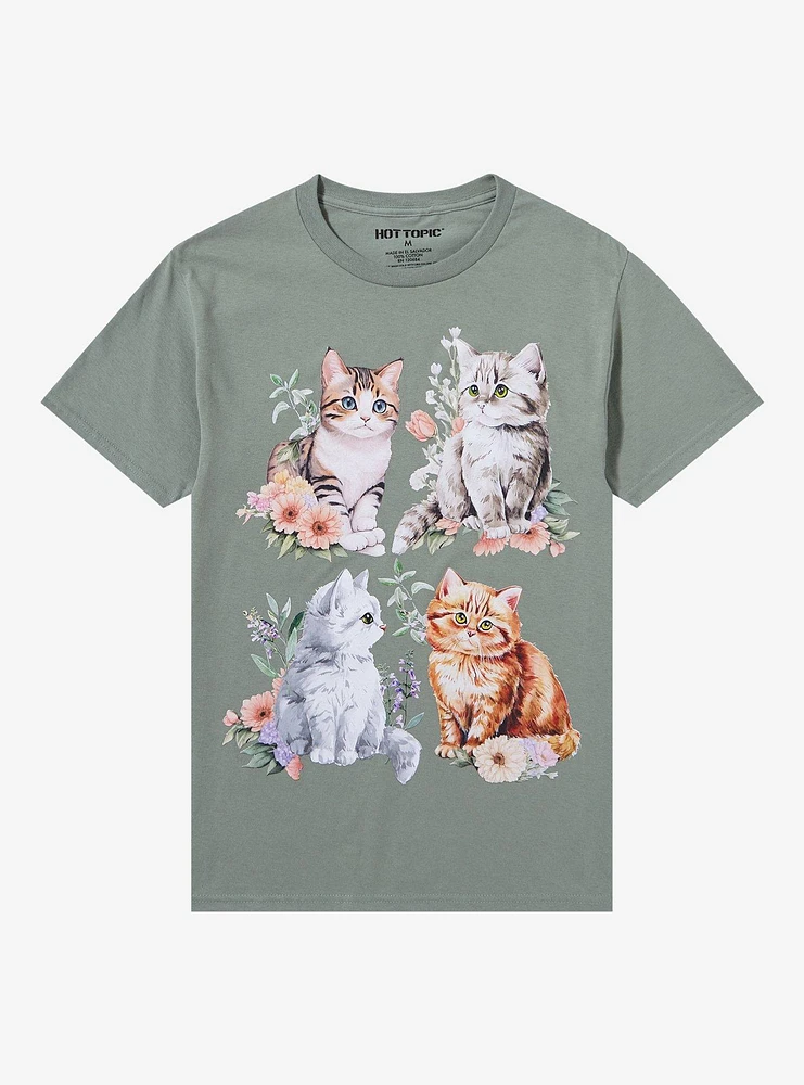 Kittens & Flowers Boyfriend Fit Girls T-Shirt