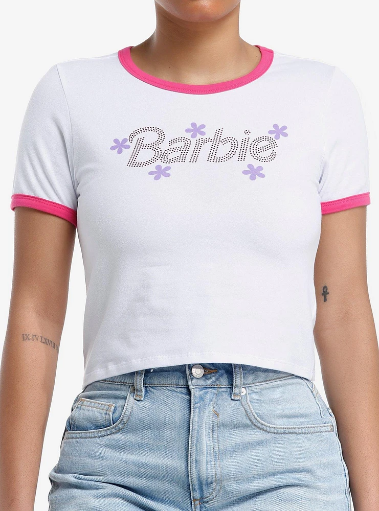 Barbie Rhinestone Logo Ringer Girls Baby T-Shirt