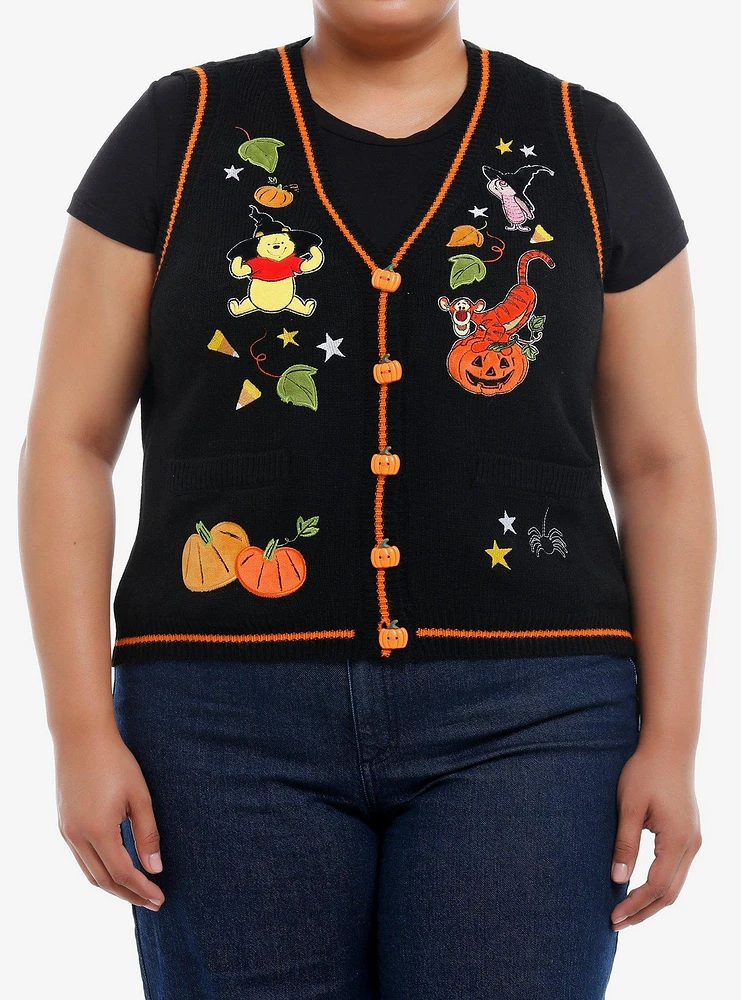 Disney Winnie The Pooh Halloween Embroidered Girls Sweater Vest Plus