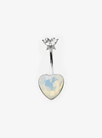 14G Steel Heart Butterfly Opal Navel Barbell