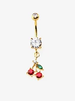 14G Steel Cherry Bling Navel Barbell