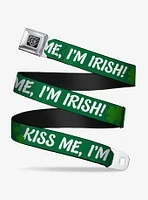 Kiss Me I'm Irish Clovers Seatbelt Buckle Belt