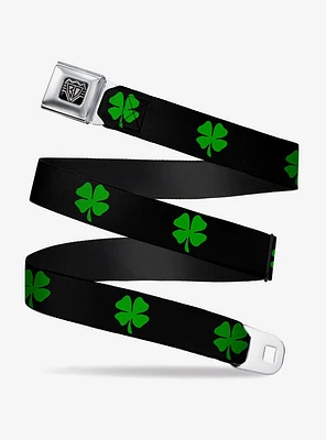 St. Patrick's Day Black Green Seatbelt Buckle Belt
