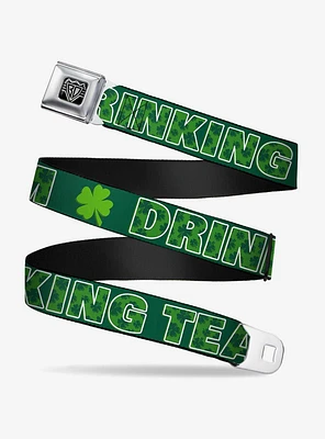 St. Patrick's Day Drinking Team Shamrocks Seatbelt Buckle Belt