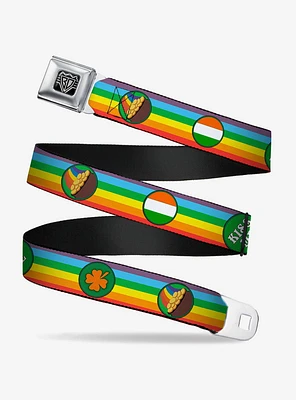 St. Patrick's Day Rainbow Coins Seatbelt Buckle Belt