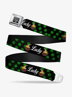 St. Patrick's Day Lucky Pot of Gold Shamrocks Scattered Seatbelt Buckle Belt