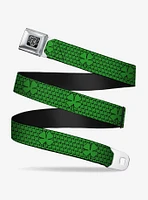 St. Patrick's Day Clovers Green Seatbelt Buckle Belt