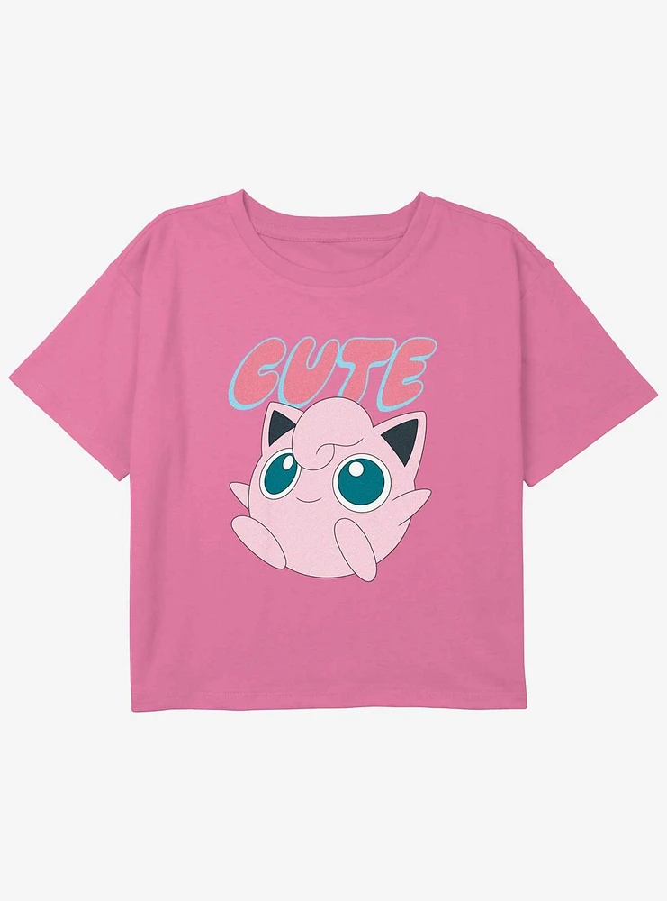 Pokemon Cute Jigglypuff Youth Girls Boxy Crop T-Shirt