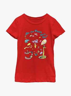 Dr. Seuss's Oh! The Places You'll Go Characters Youth Girls T-Shirt