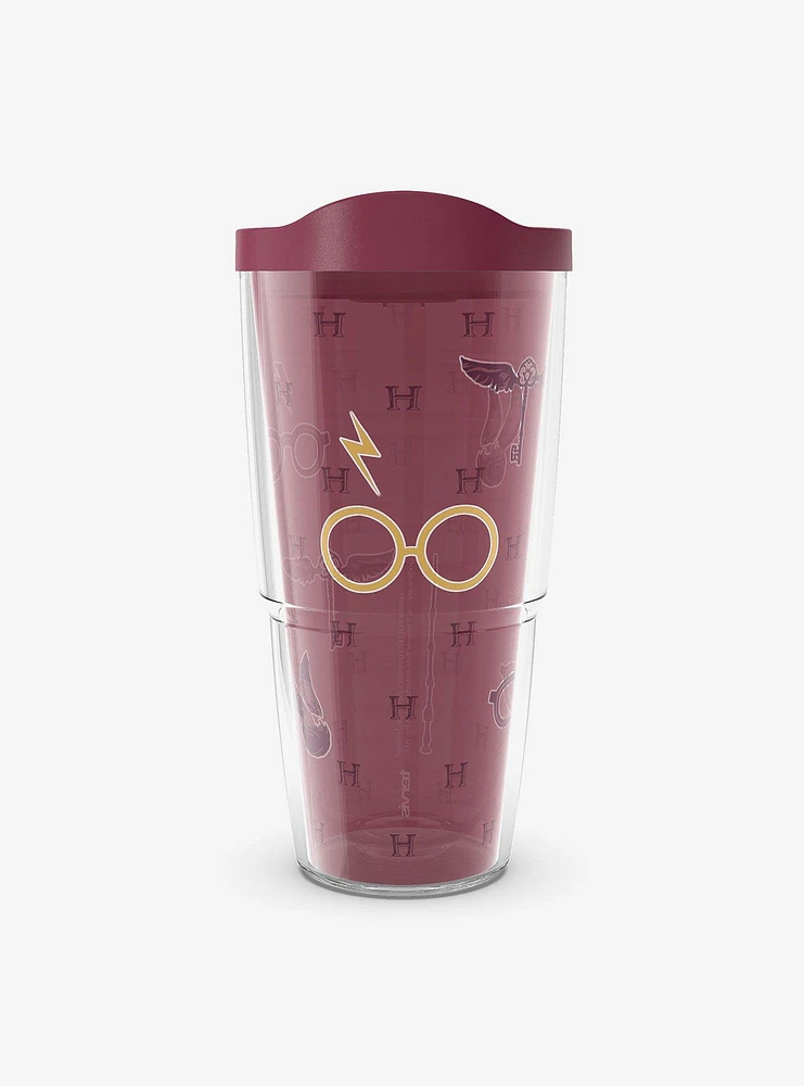 Harry Potter Maroon Gold Glasses 24oz Tumbler