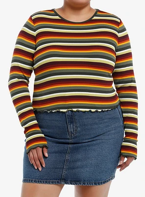 Thorn & Fable Autumn Stripe Girls Long-Sleeve Top Plus