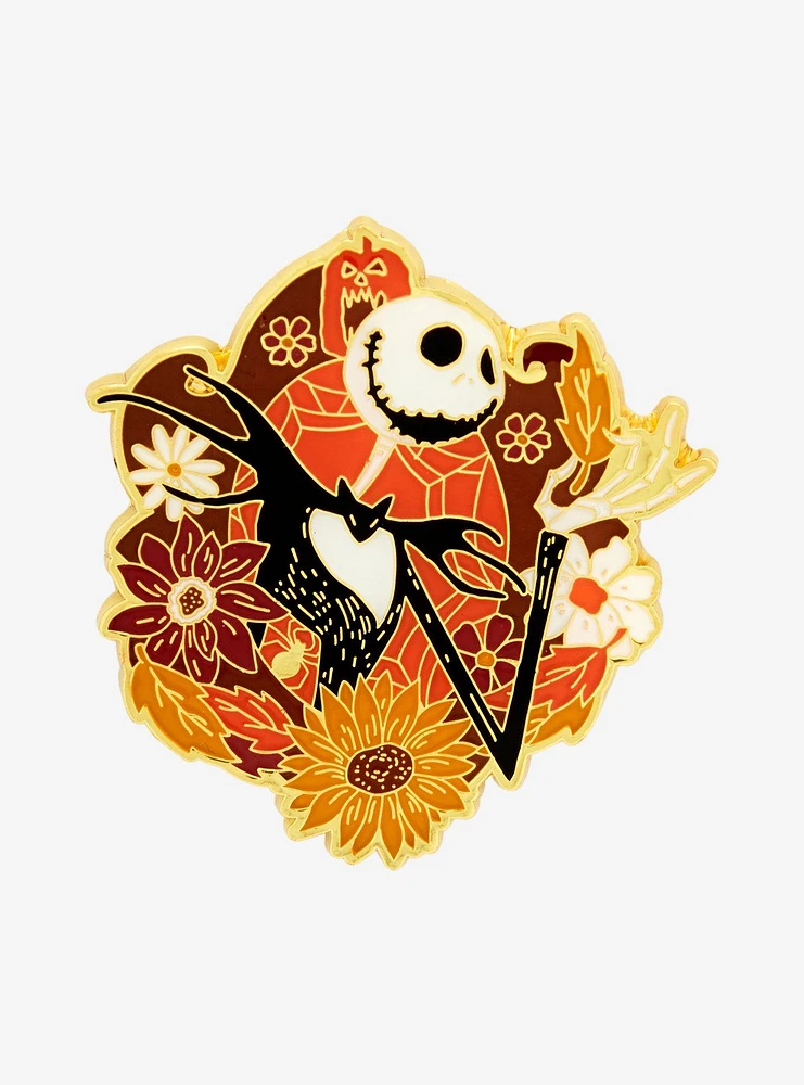 Loungefly Disney The Nightmare Before Christmas Jack Skellington Autumn Floral Enamel Pin — BoxLunch Exclusive