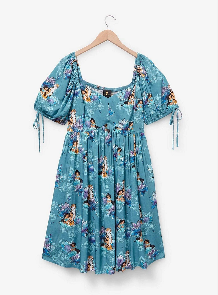 Disney Aladdin Jasmine Floral Allover Print Plus Midi Dress - BoxLunch Exclusive