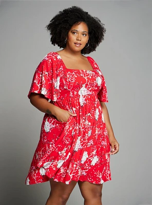 Disney Big Hero 6 Baymax Floral Allover Print Plus Empire Waist Dress - BoxLunch Exclusive