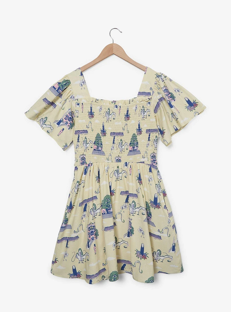 Studio Ghibli Spirited Away Haku Allover Print Smock Dress - BoxLunch Exclusive