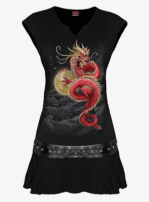 Spiral Shenlong Stud Waist Mini Dress
