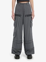 Grey Wide Leg Zip-Off Cargo Pants