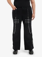 Star Patch Studs Grommet Chain Pants Plus