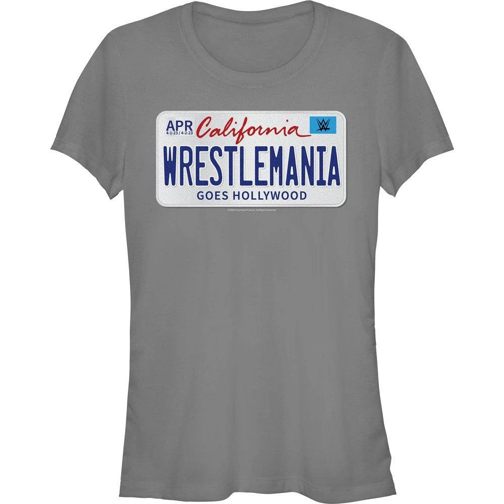 WWE WrestleMania 39 License Plate Logo Girls T-Shirt