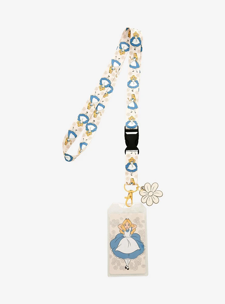 Disney Alice in Wonderland Floral Alice Allover Print Lanyard - BoxLunch Exclusive