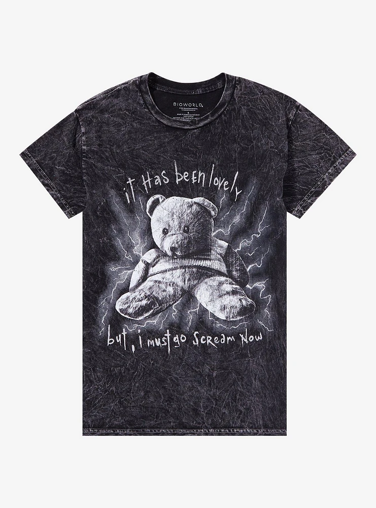 Teddy Bear Scream Mineral Wash Boyfriend Fit Girls T-Shirt