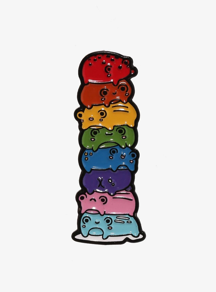 Rainbow Frog Stack Enamel Pin