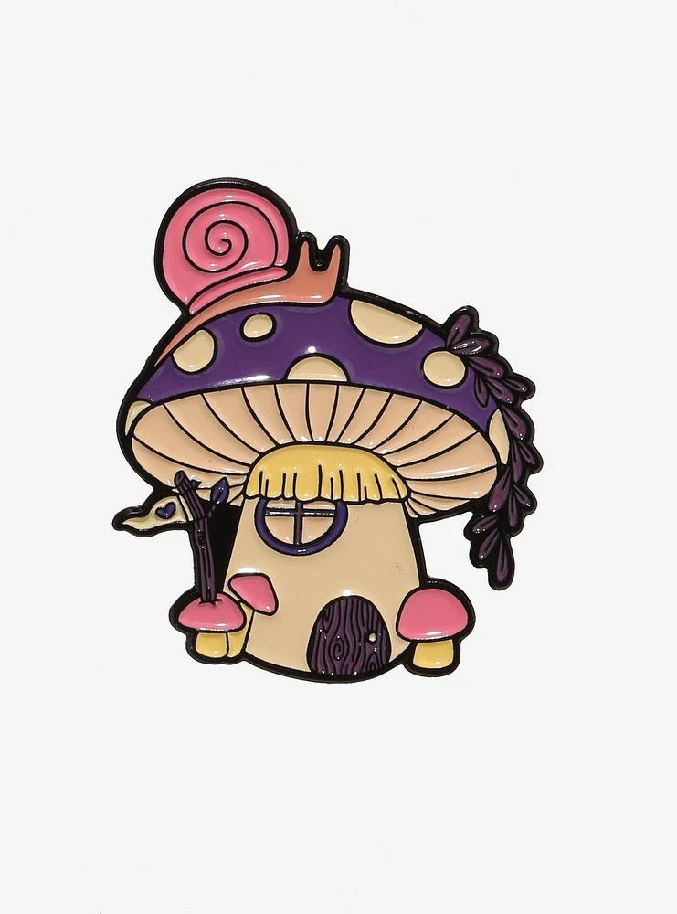 Snail Mushroom House Enamel Pin