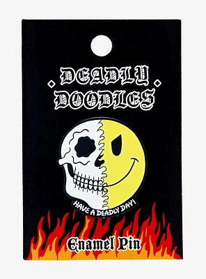 Skull Smile Face Split Enamel Pin By Deadly Doodles