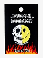 Skull Smile Face Split Enamel Pin By Deadly Doodles