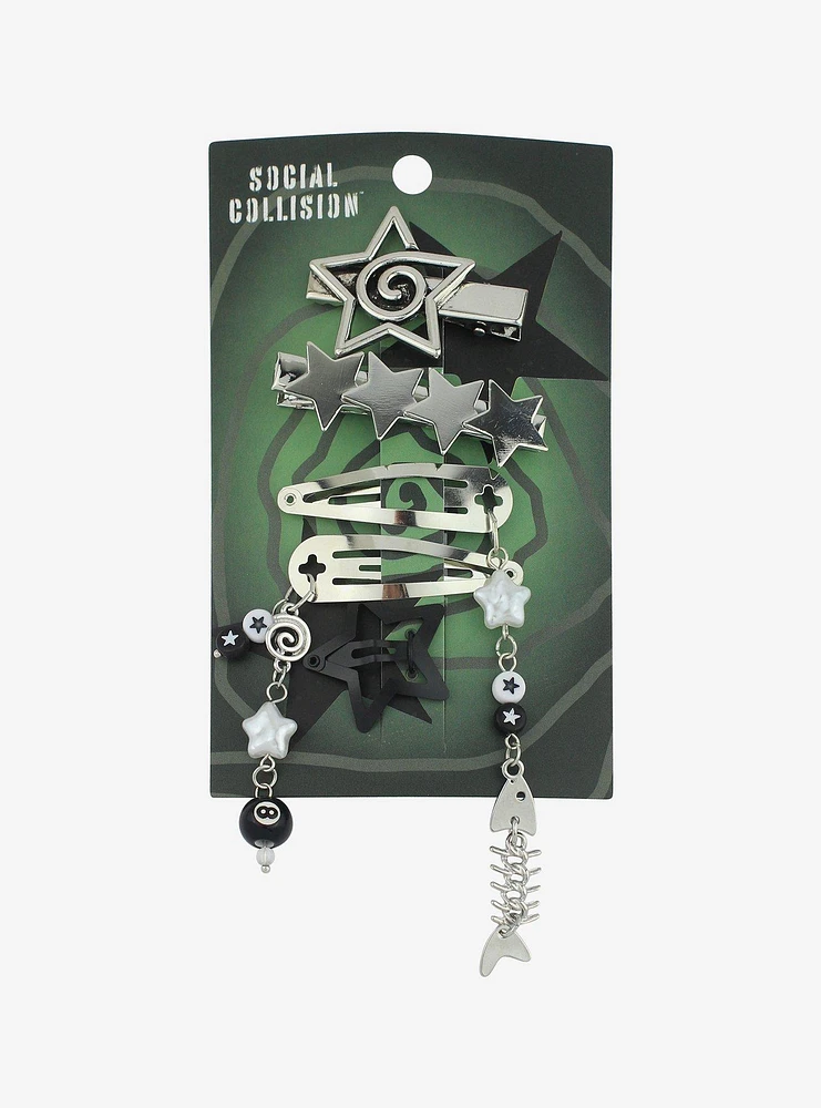 Social Collision Fish Bone Star Hair Clip Set