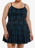 Social Collision Blue Plaid Hardware Dress Plus