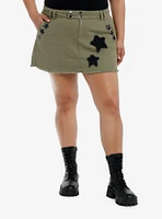 Social Collision Star Patch Green Mini Skirt Plus