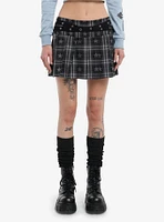 Social Collision Grey Star Plaid Grommet Skirt