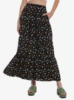 Thorn & Fable Mushroom Floral Tiered Maxi Skirt