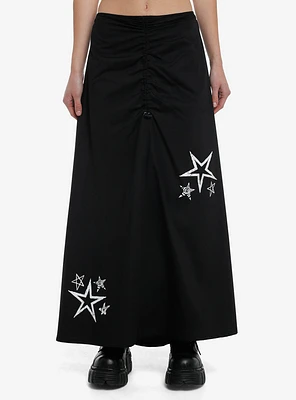 Social Collision Black & White Spiral Star Cinch Maxi Skirt