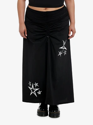 Social Collision Black & White Spiral Star Cinch Maxi Skirt Plus